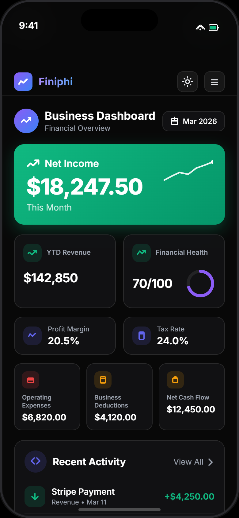 Finiphi mobile preview